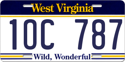 WV license plate 1OC787