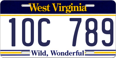 WV license plate 1OC789