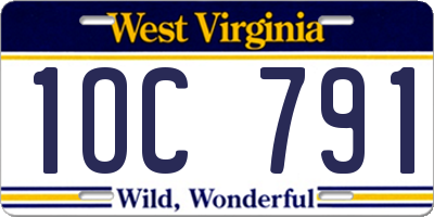 WV license plate 1OC791