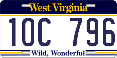 WV license plate 1OC796