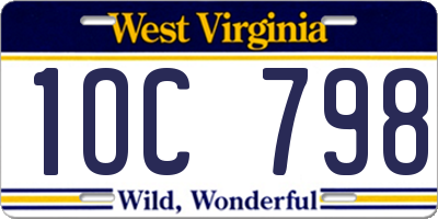 WV license plate 1OC798