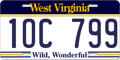 WV license plate 1OC799