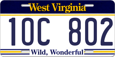 WV license plate 1OC802