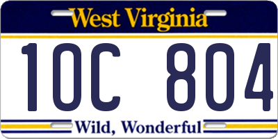 WV license plate 1OC804