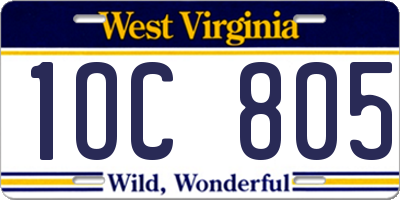 WV license plate 1OC805