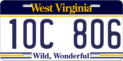 WV license plate 1OC806