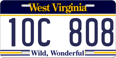 WV license plate 1OC808