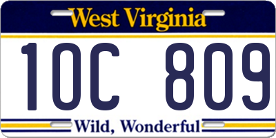 WV license plate 1OC809
