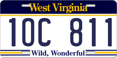 WV license plate 1OC811