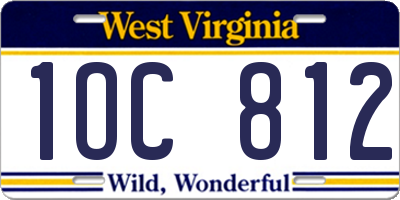 WV license plate 1OC812