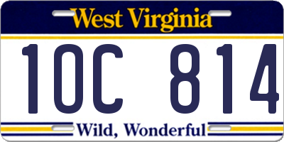 WV license plate 1OC814