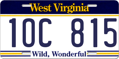 WV license plate 1OC815