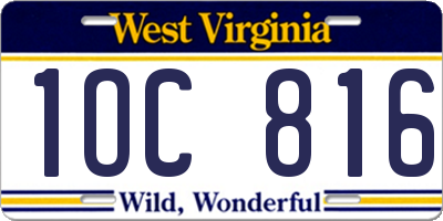 WV license plate 1OC816