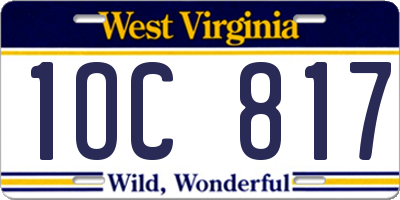 WV license plate 1OC817