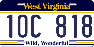 WV license plate 1OC818