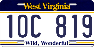 WV license plate 1OC819