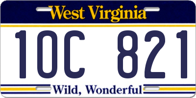 WV license plate 1OC821