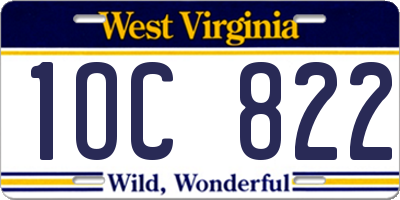 WV license plate 1OC822