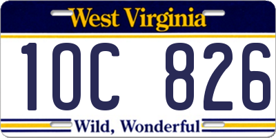 WV license plate 1OC826