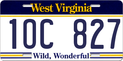 WV license plate 1OC827