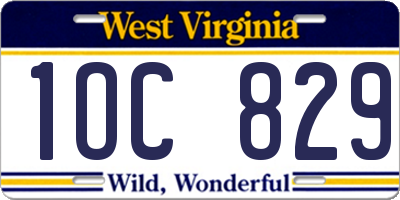 WV license plate 1OC829