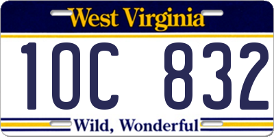 WV license plate 1OC832