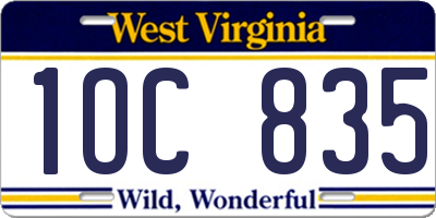 WV license plate 1OC835