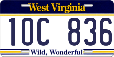 WV license plate 1OC836