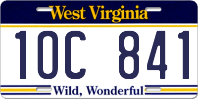 WV license plate 1OC841