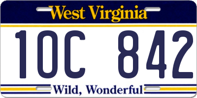WV license plate 1OC842