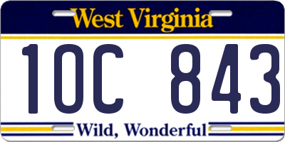 WV license plate 1OC843