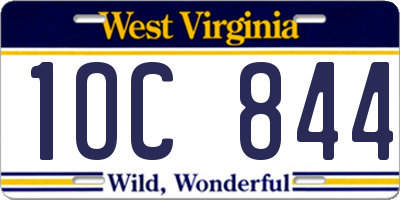 WV license plate 1OC844