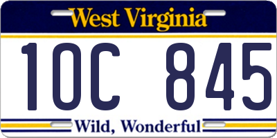 WV license plate 1OC845