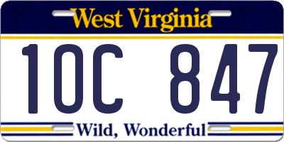 WV license plate 1OC847