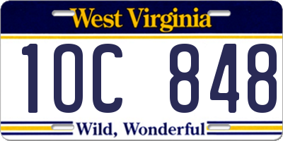 WV license plate 1OC848