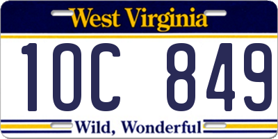 WV license plate 1OC849