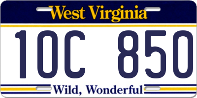 WV license plate 1OC850
