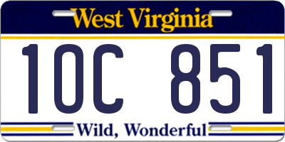 WV license plate 1OC851