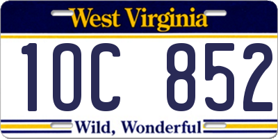 WV license plate 1OC852