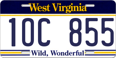 WV license plate 1OC855