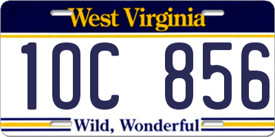 WV license plate 1OC856