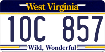 WV license plate 1OC857