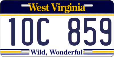 WV license plate 1OC859