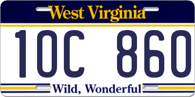 WV license plate 1OC860