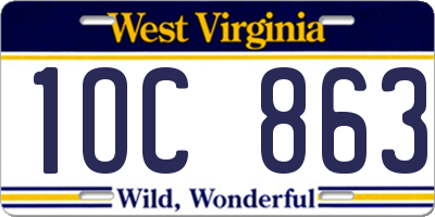 WV license plate 1OC863