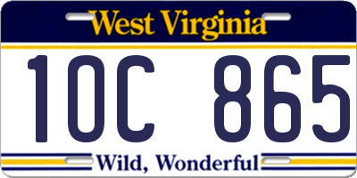 WV license plate 1OC865