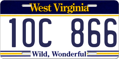 WV license plate 1OC866