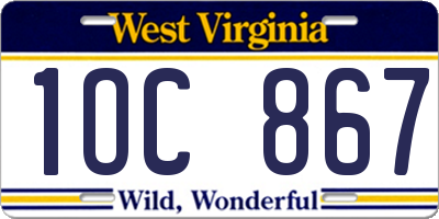 WV license plate 1OC867