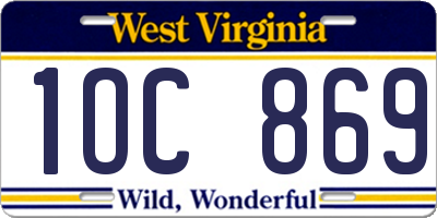 WV license plate 1OC869
