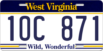 WV license plate 1OC871
